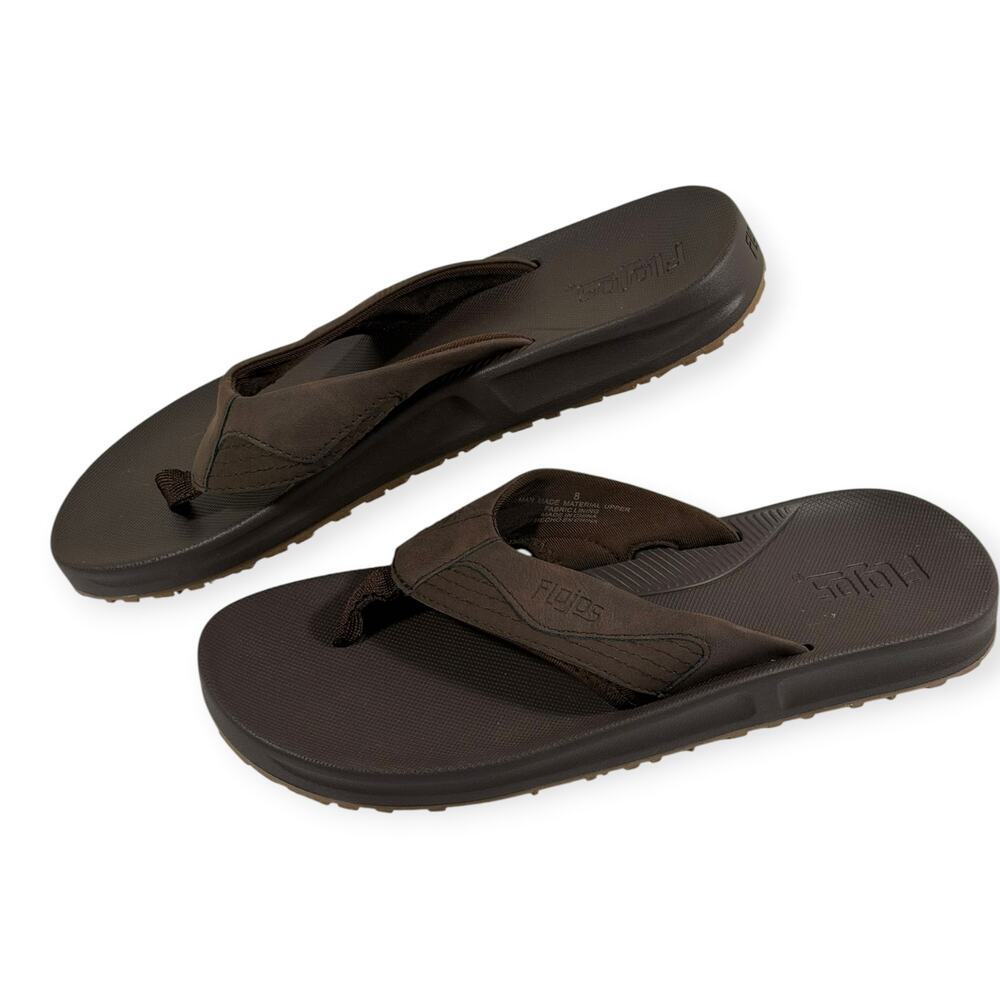 Flojos Thongs Flip Flop Sandals, Brown, Synthetic, Men's Size 8